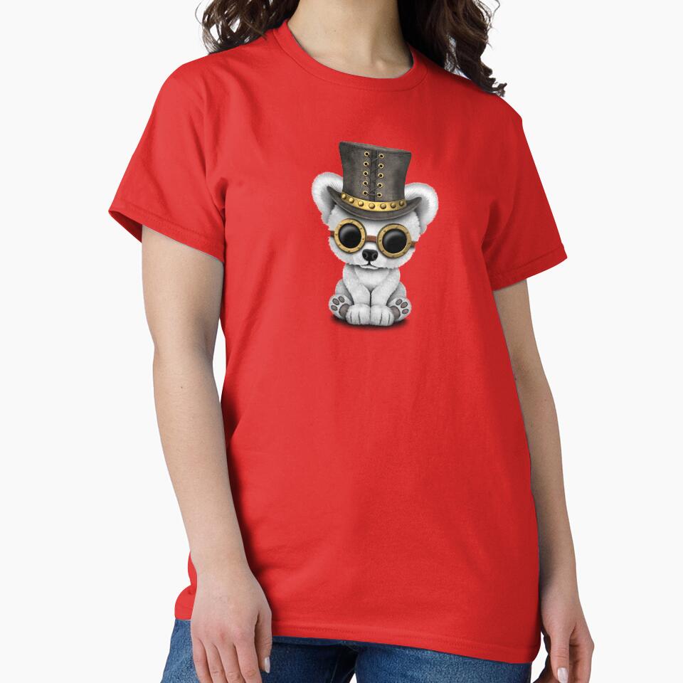 Steampunk Baby Polar Bear on Red by JeffBartels