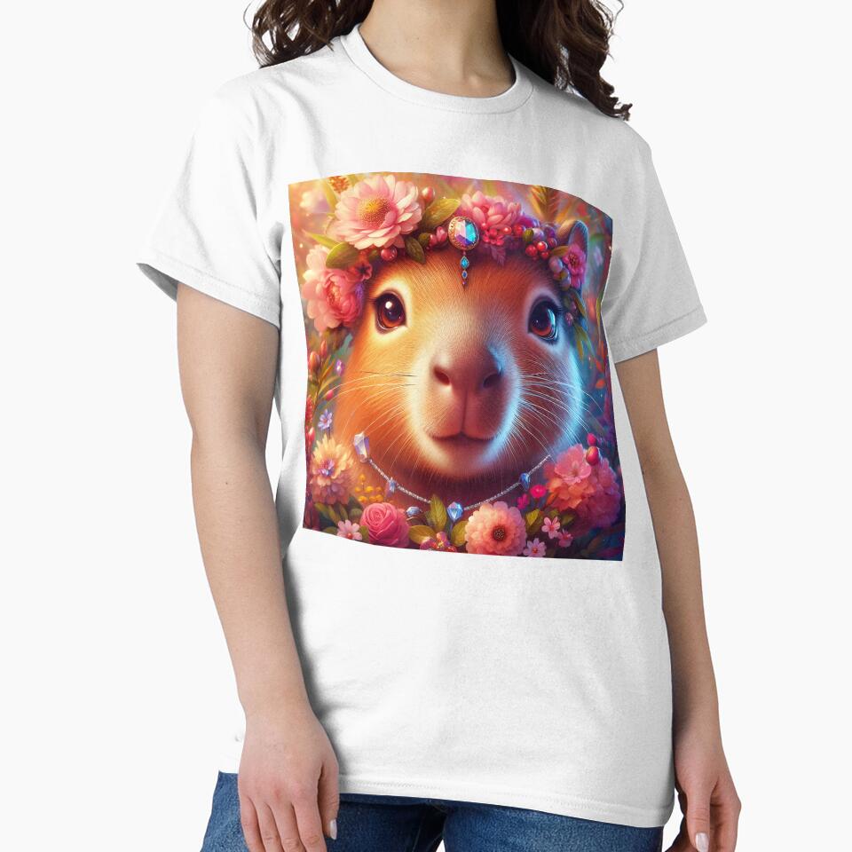 Floral crystalline capybara girl portraiture by EmeraldeaArt
