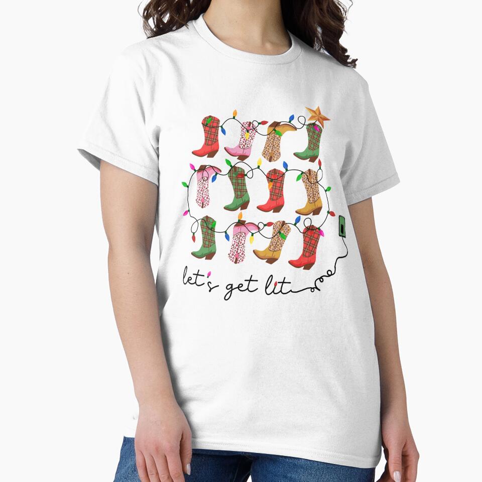 Lets Get Lit Christmas Cowboy Boots by Sunsolico