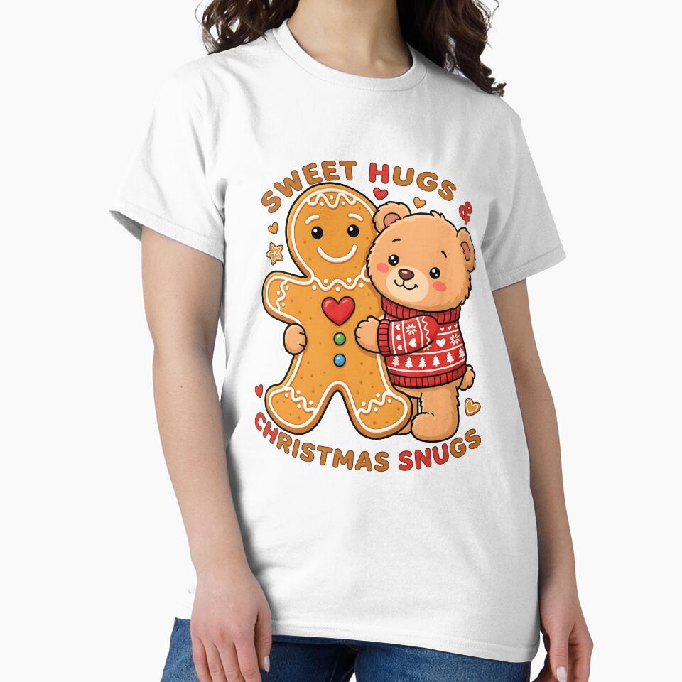 Kawaii Teddy Bear Gingerbread Man Sweet Hugs Christmas Snugs Art by BobaBunny76