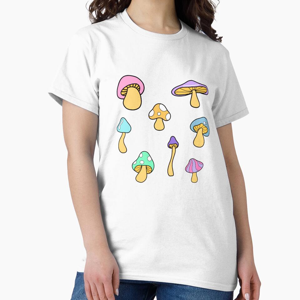 Pastel Mushroom Pattern - Green Background by KTCreativeSide