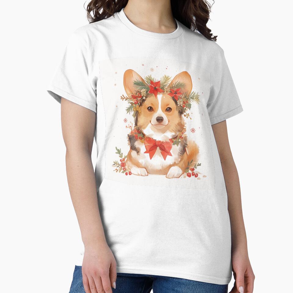 Kawaii Winter floral corgi dog by MendaciousMina