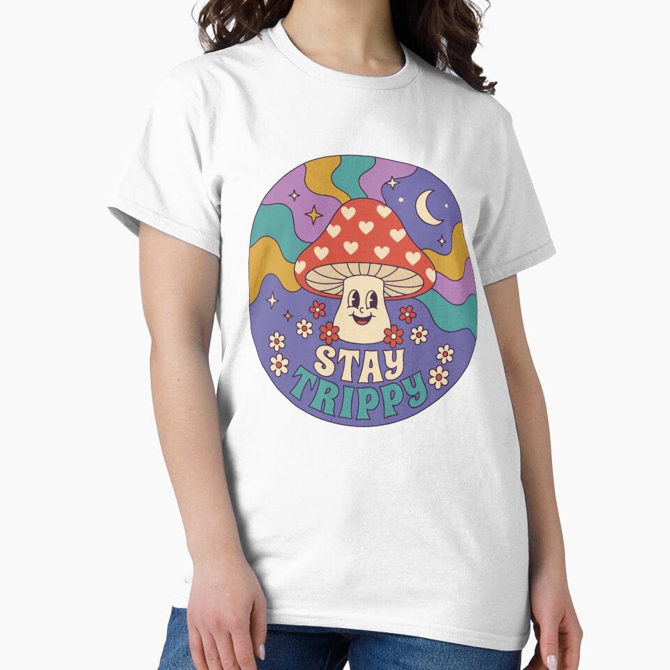 Stay Trippy Cute Mushroom | Groovy Psychedelic Aesthetic 70s Hippie Retro Character by Antonio Piguave