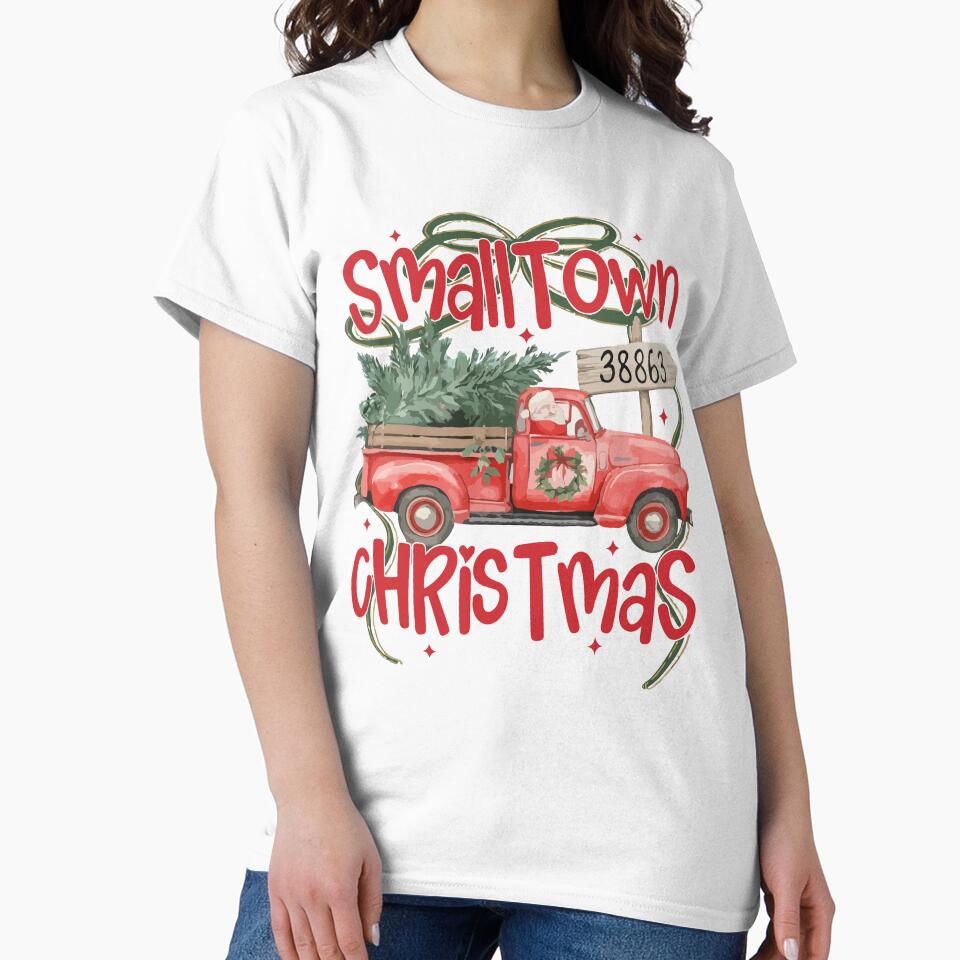 Custom Zipcode Small Town Christmas Coquette | Retro Red Truck Vintage Holiday Aesthetic Design by kiralynstration
