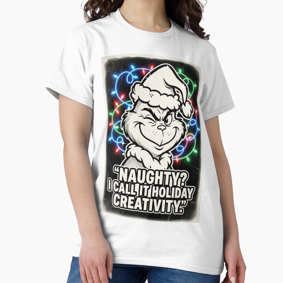 “Funny Green Christmas Mischief Tee – NAUGHTY HOLIDAY CREATIVITY”. Ai generated. by GreaterVibePOD