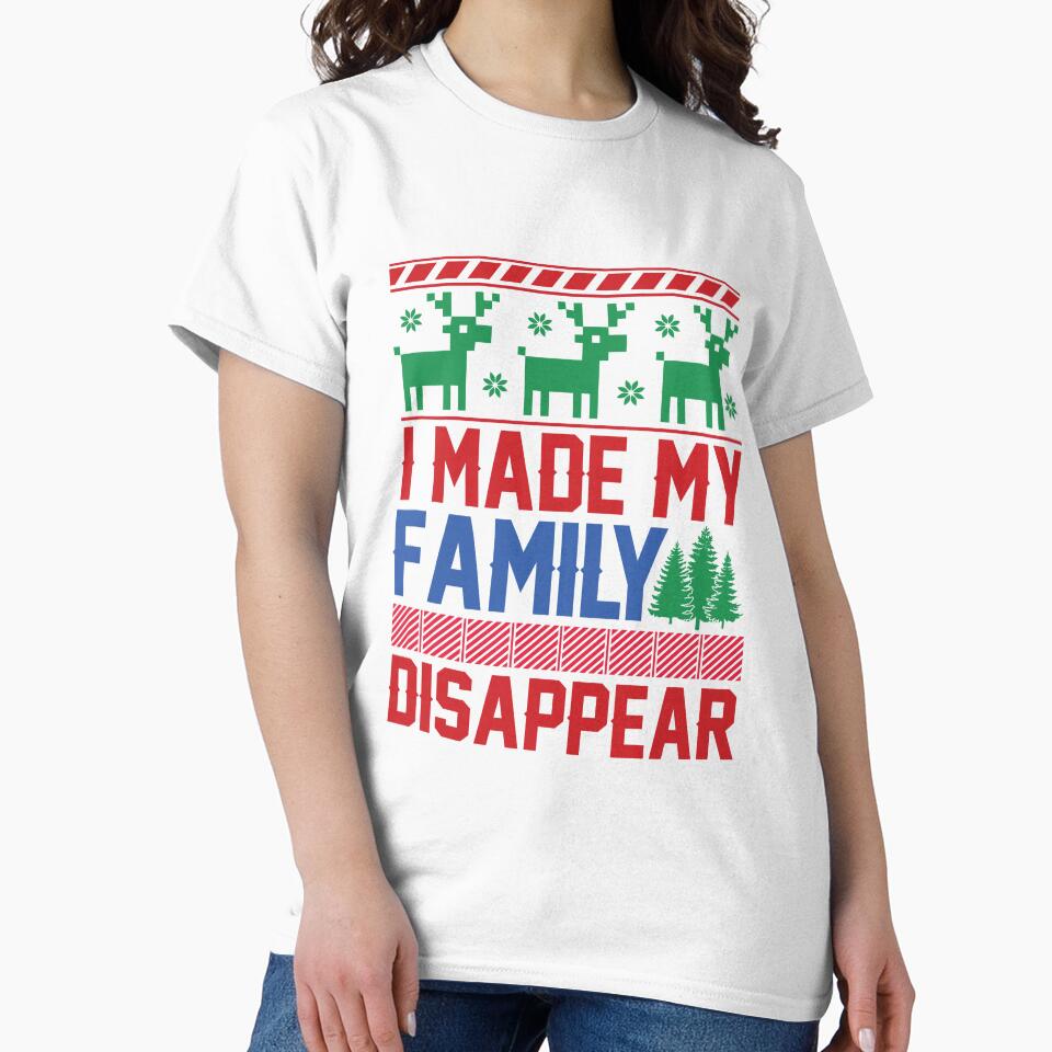 I made my family disappear ugly Christmas sweater holiday design by Dominika Farkašová
