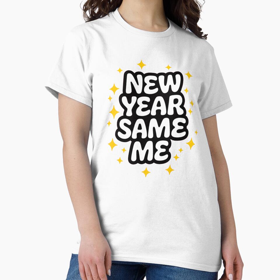 New Year Same Me' Bold Typography with Sparkles Design by MonkiFlipp
