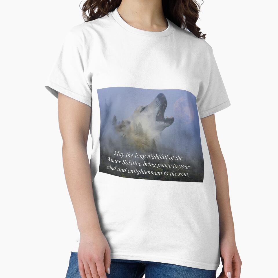 Winter Solstice Blessings with Spirt Wolf in Forest Native American by Stephanie Laird