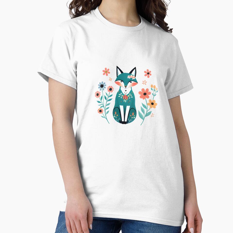 Hygge Style Fox and Flowers by hyggefolkart