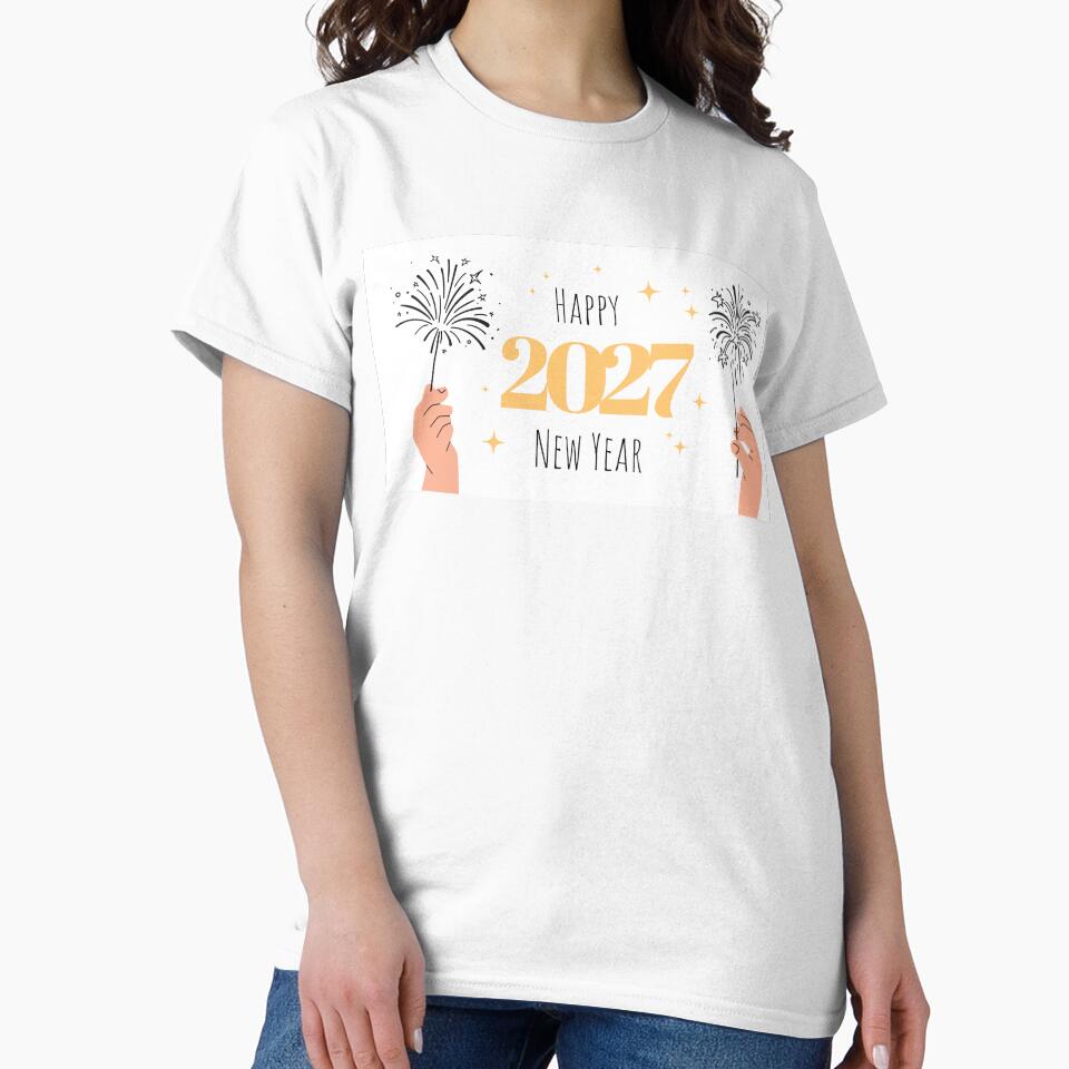 Happy New Year 2027 Celebration with Fireworks and Festive Hands by CHERRY--SHOP