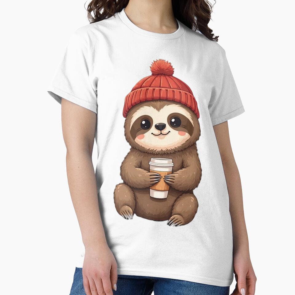 Cozy Winter Sloth T-Shirt | Cute Holiday Sloth Tee for Men & Women by AngelSecret786