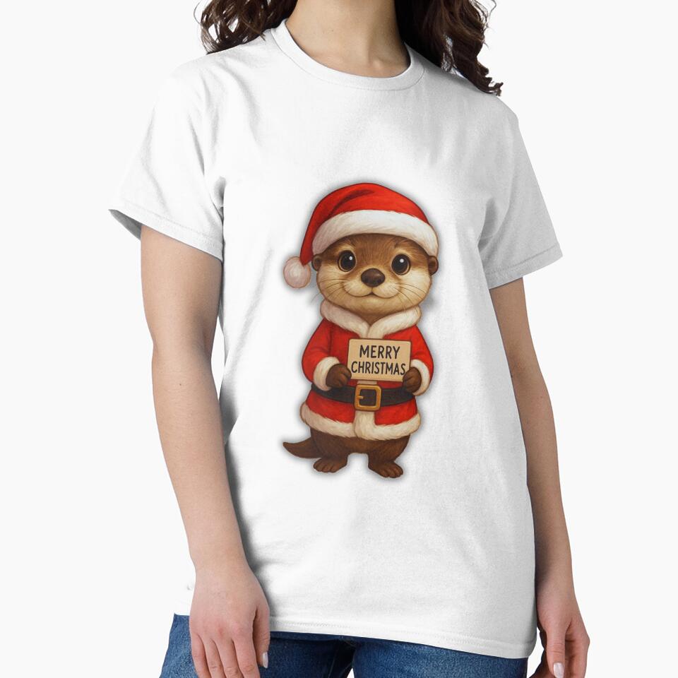 Kawaii Otter in Santa Suit – Cute Christmas Character Art by Otterly Cute