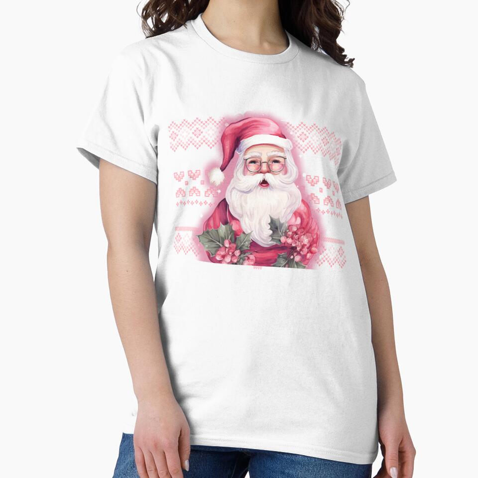 Pink Christmas Pink Santa Tree Pink Christmas Ugly Christmas Sweater Kawaii Pink Xmas by OliveAndSnow