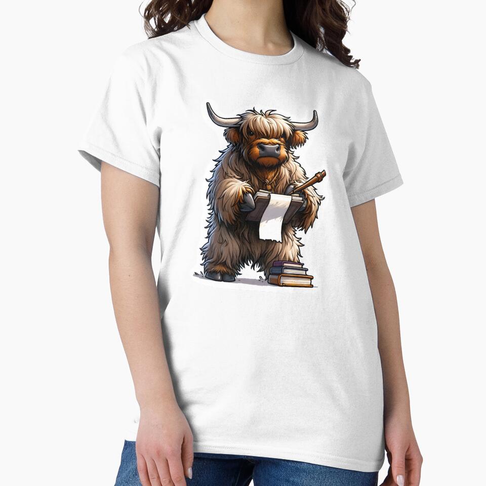Librarian Highland Cow by Truck Stop One