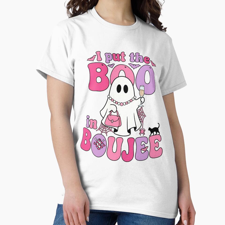 I Put The Boo In Boujee Pink Halloween Ghost by KroghDs