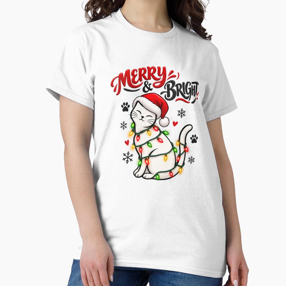 Merry Bright Christmas Cat Graphic by ShivCraftStudio