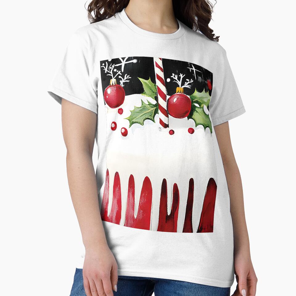 Festive Christmas Holiday Cake with White Icing and Red Ornaments Abstract Generative AI by OlfactoART Studio