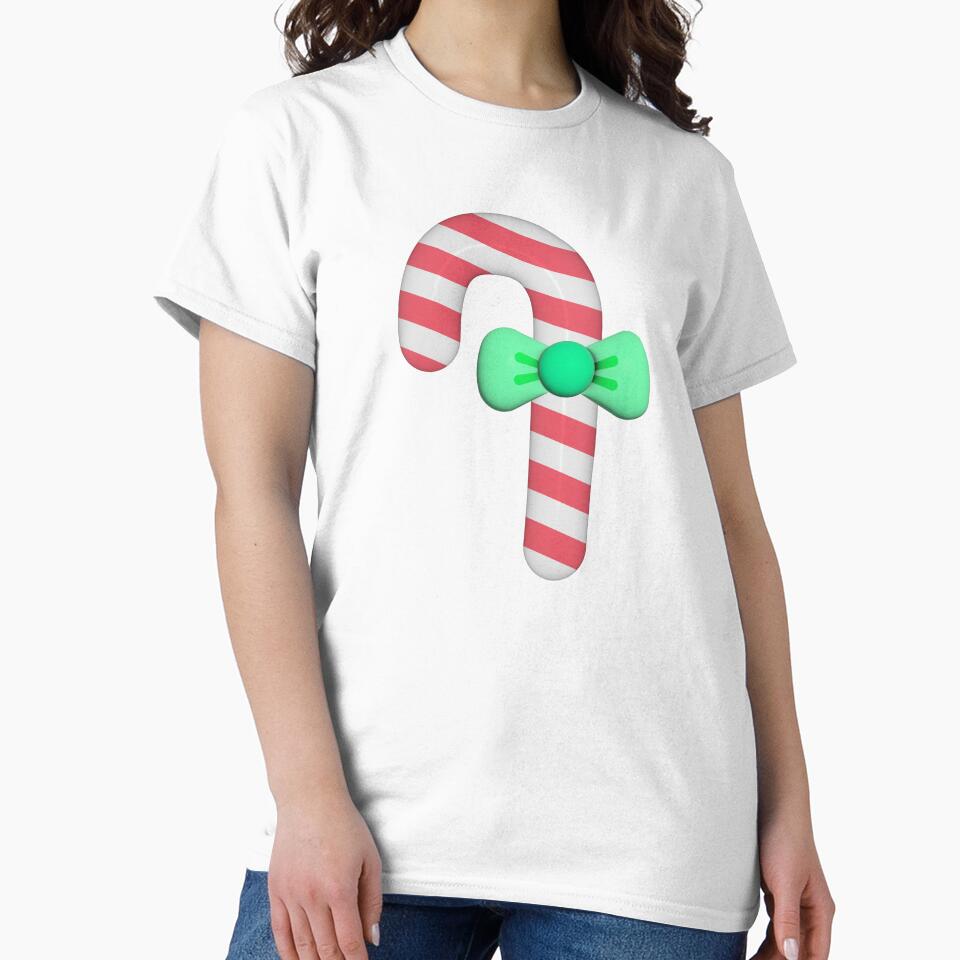 Cute 3d Christmas red candy cane with green bow ribbon by nuchz