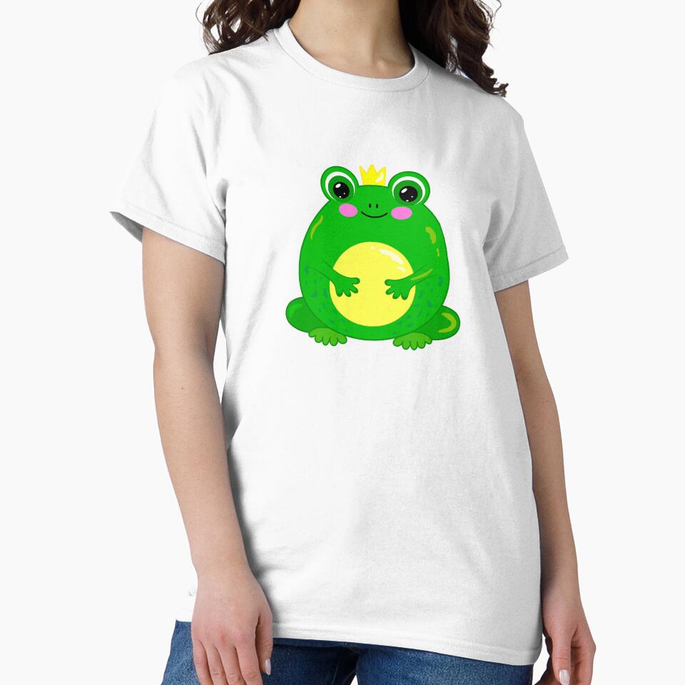Cute cartoon vector green frog with crown by OlhaBondarenko