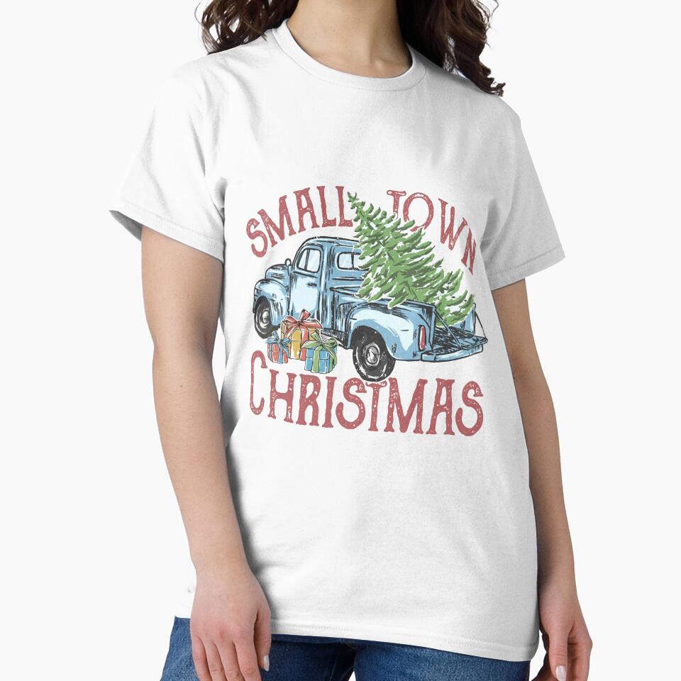 Small Town Christmas – Vintage Blue Truck Holiday Design by sapnaela