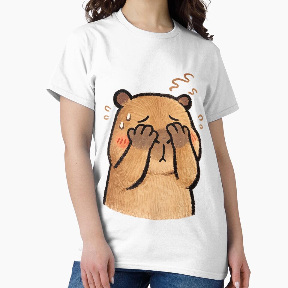 Embarrassed Capybara | Cute Shy Kawaii Capybara Sticker & Funny Animal T-Shirt by Atum&Art
