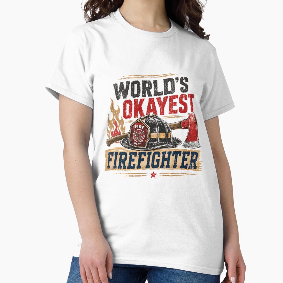 World's Okayest Firefighter Fire Department Humor First Responder Gift by JonesFlora2025