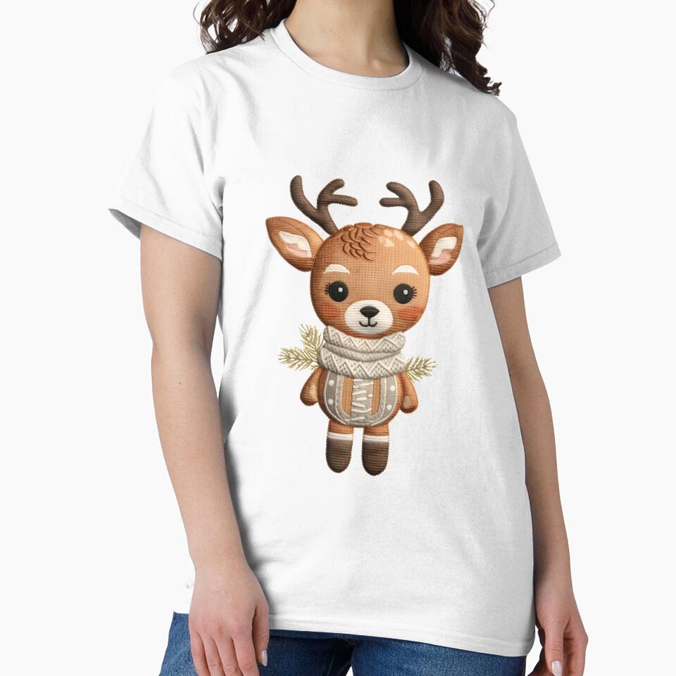 Cute Reindeer - Embroidery Cute Christmas Reindeer - faux embroidery by DINOMONS