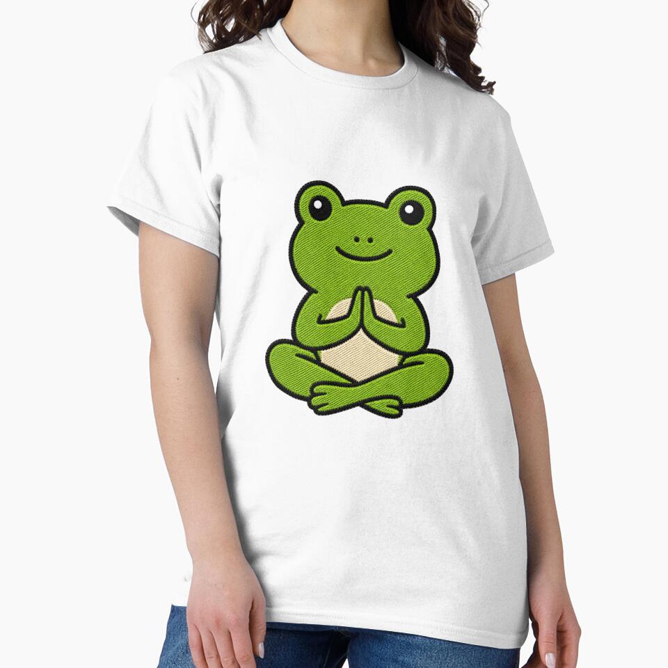 Cute Frog Doing Yoga Kawaii Embroidery Patch by ColorSplash123