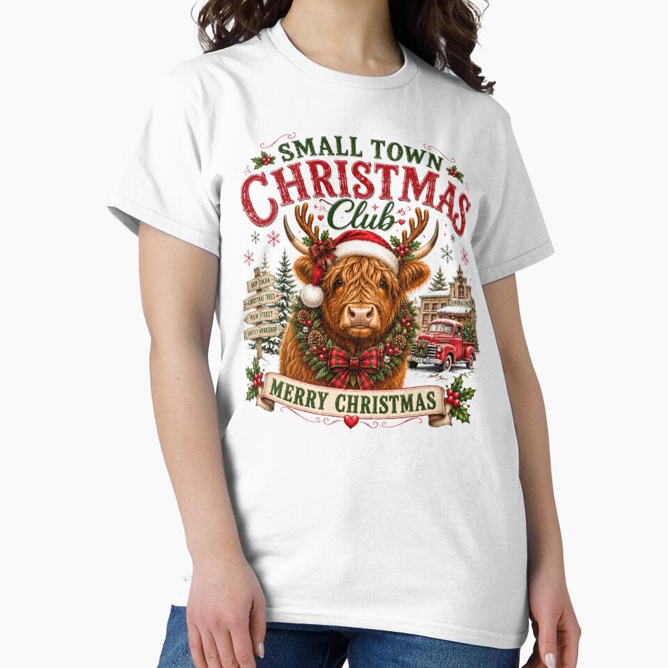 Small Town Christmas Club Rustic Highland Cow Country Holiday by DYAFLK