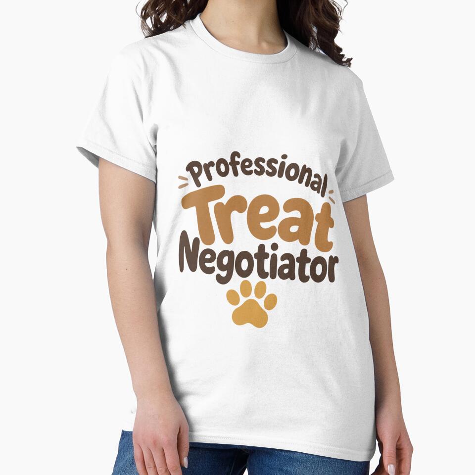 Professional Treat Negotiator Golden Retriever Dog Dad T-Shirt by Ashley critters