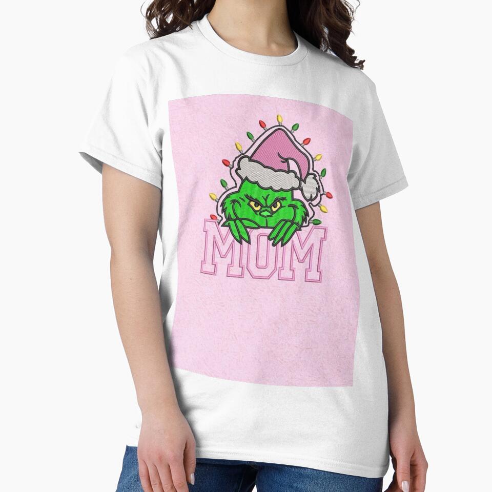 Green Grump With Santa Hat Over MOM Letters by Adronia