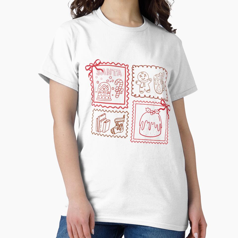 Cure Christmas posted stamps coquette Xmas design by BosskaDesign