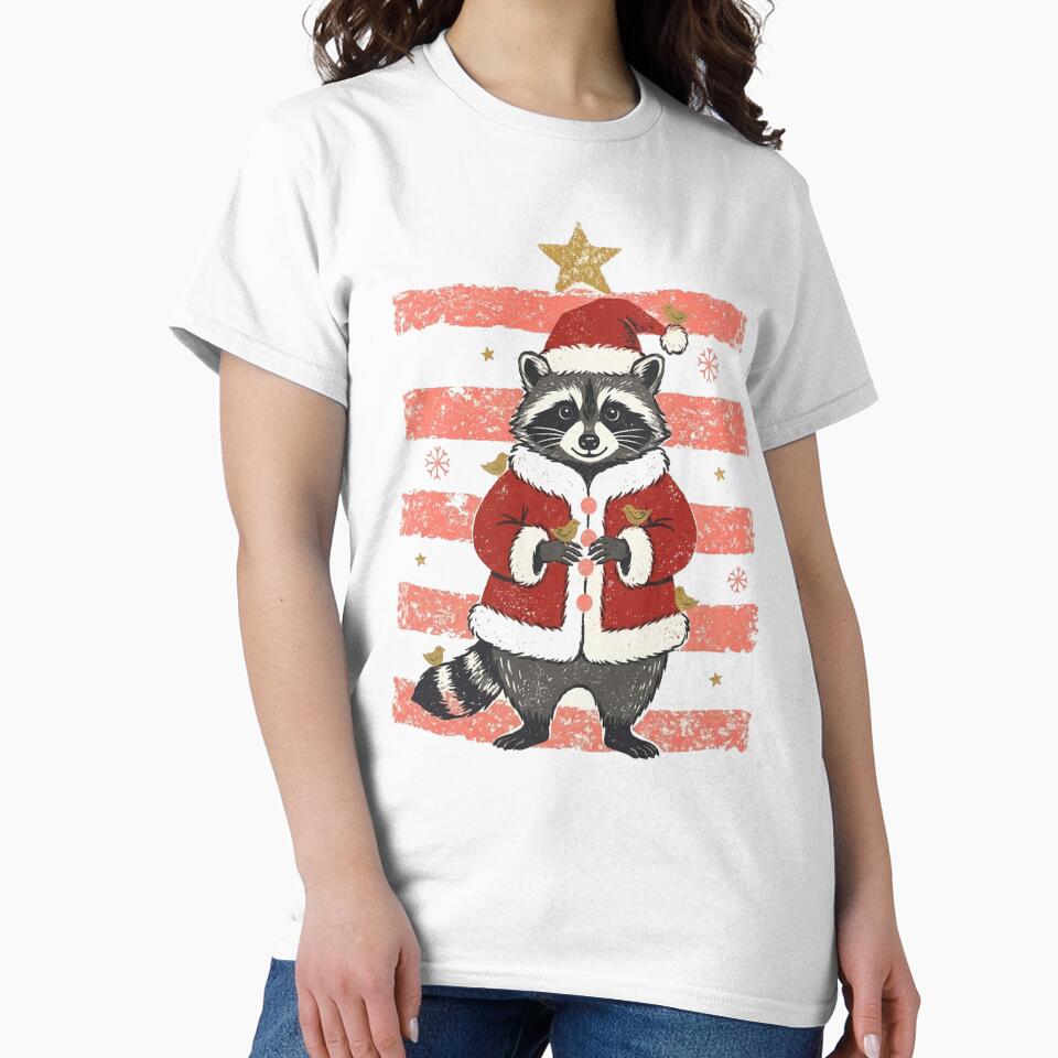 Retro Christmas Raccoon Holiday Coffee Winter Sublimation Stripes by ArtTee-Folie0