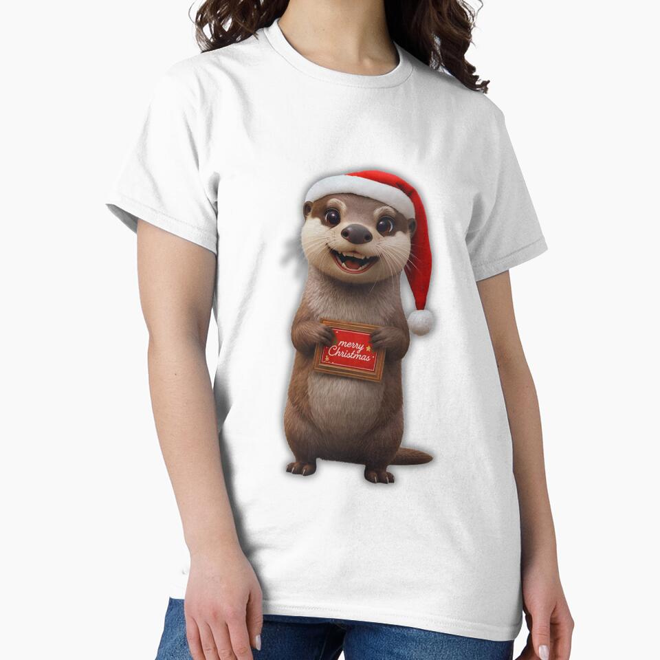 Christmas Otter Character in Santa Costume – Adorable Holiday Art by Otterly Cute