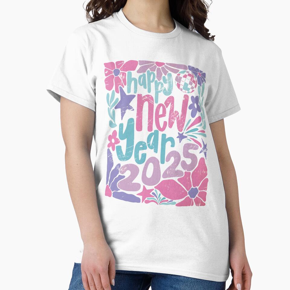 Retro Happy New Year 2025, Pastel Floral New Year by Masonbaxter