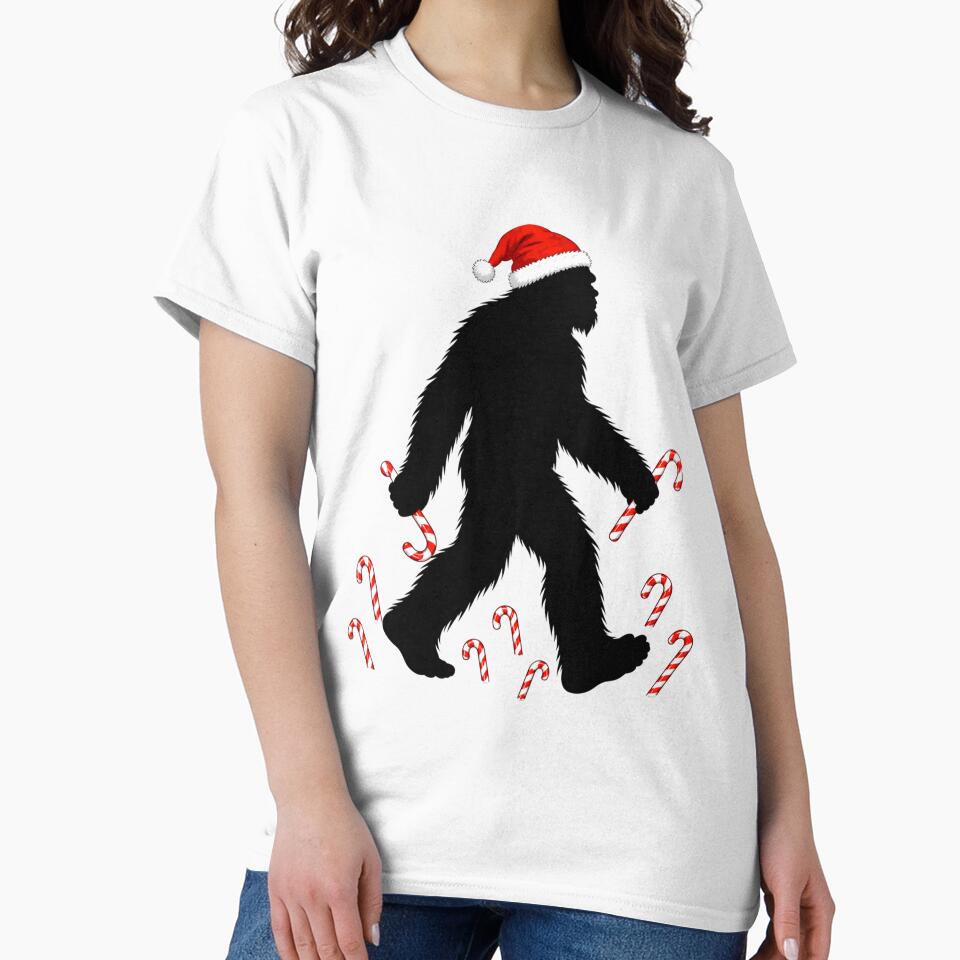 Christmas Bigfoot Santa Hat Candy Cane Silhouette Sasquatch by mari-kayden