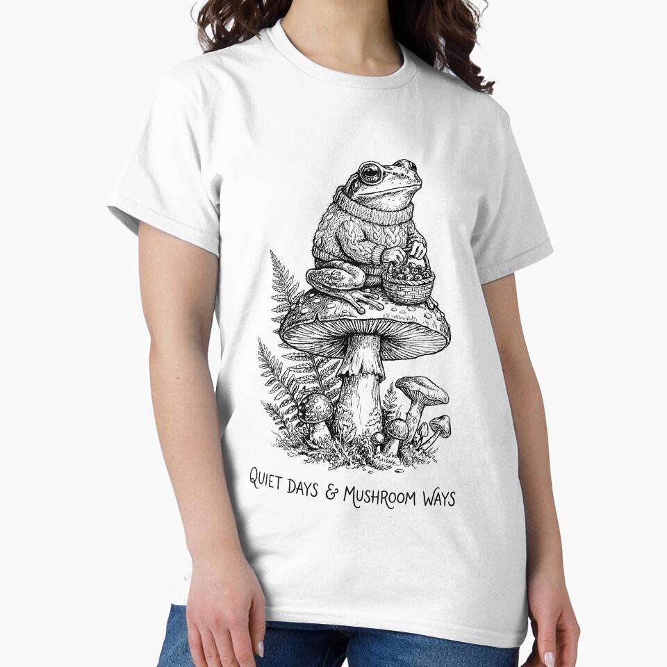 Mushroom Forager Frog & Toadstool - Cottagecore Aesthetic by bapupa