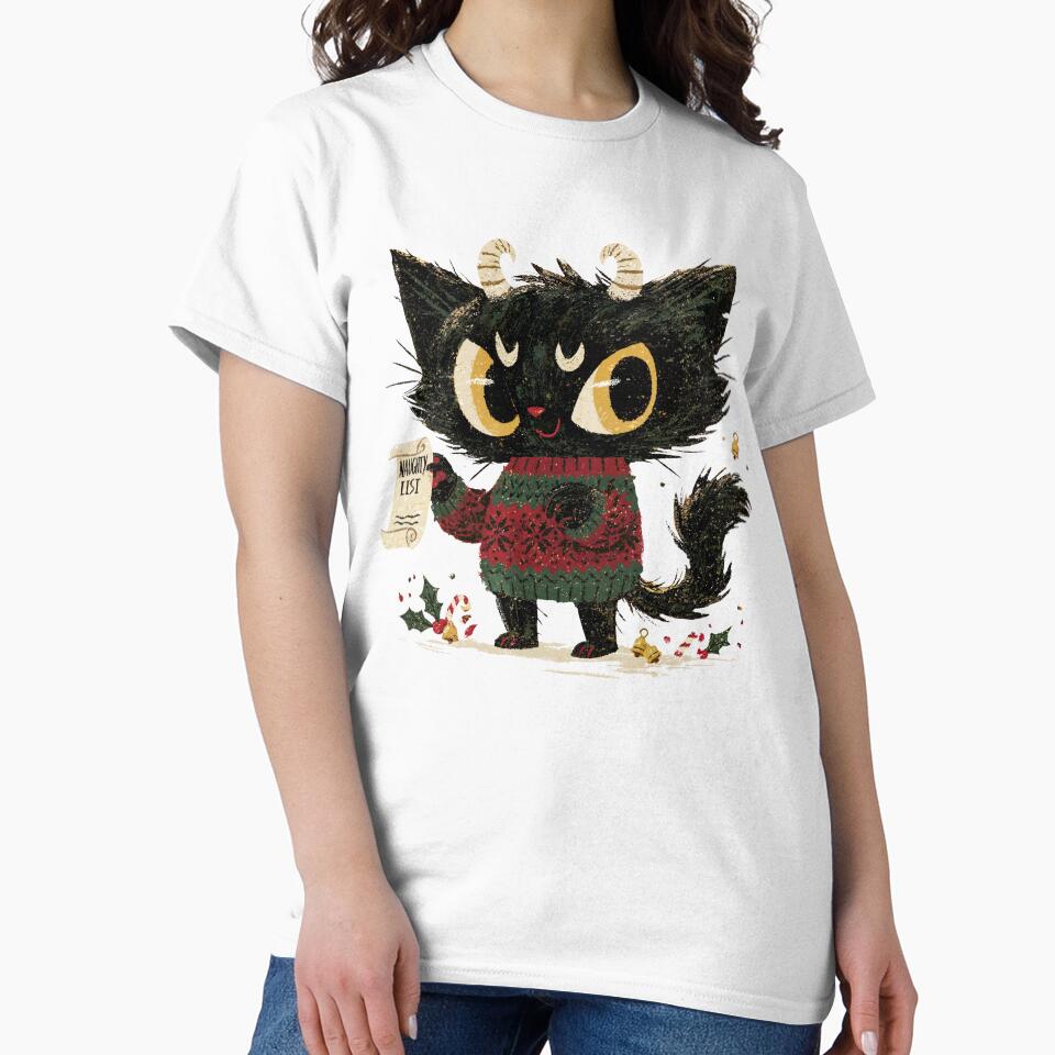 Naughty Black Cat Christmas Krampus Holiday Mischief by Anastasiia Yurevych