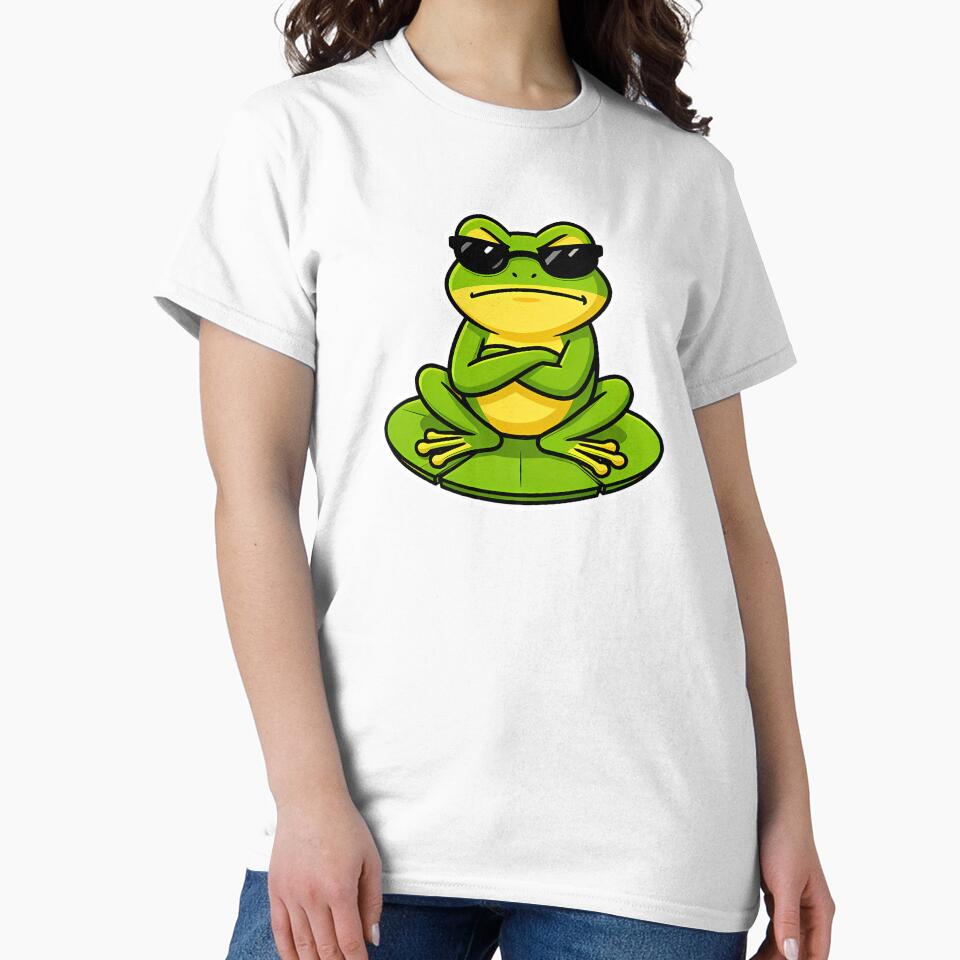 Frog With Attitude – Frog wearing sunglasses- Funny Rebel Frog Meme Aesthetic Cute Grumpy Style by VectorJoy