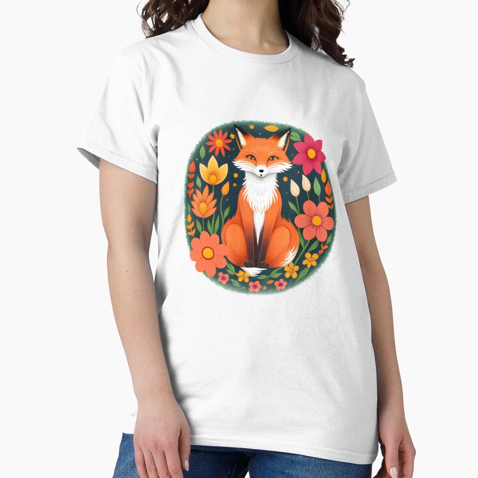 Nighttime Bloom With Fox by hyggefolkart