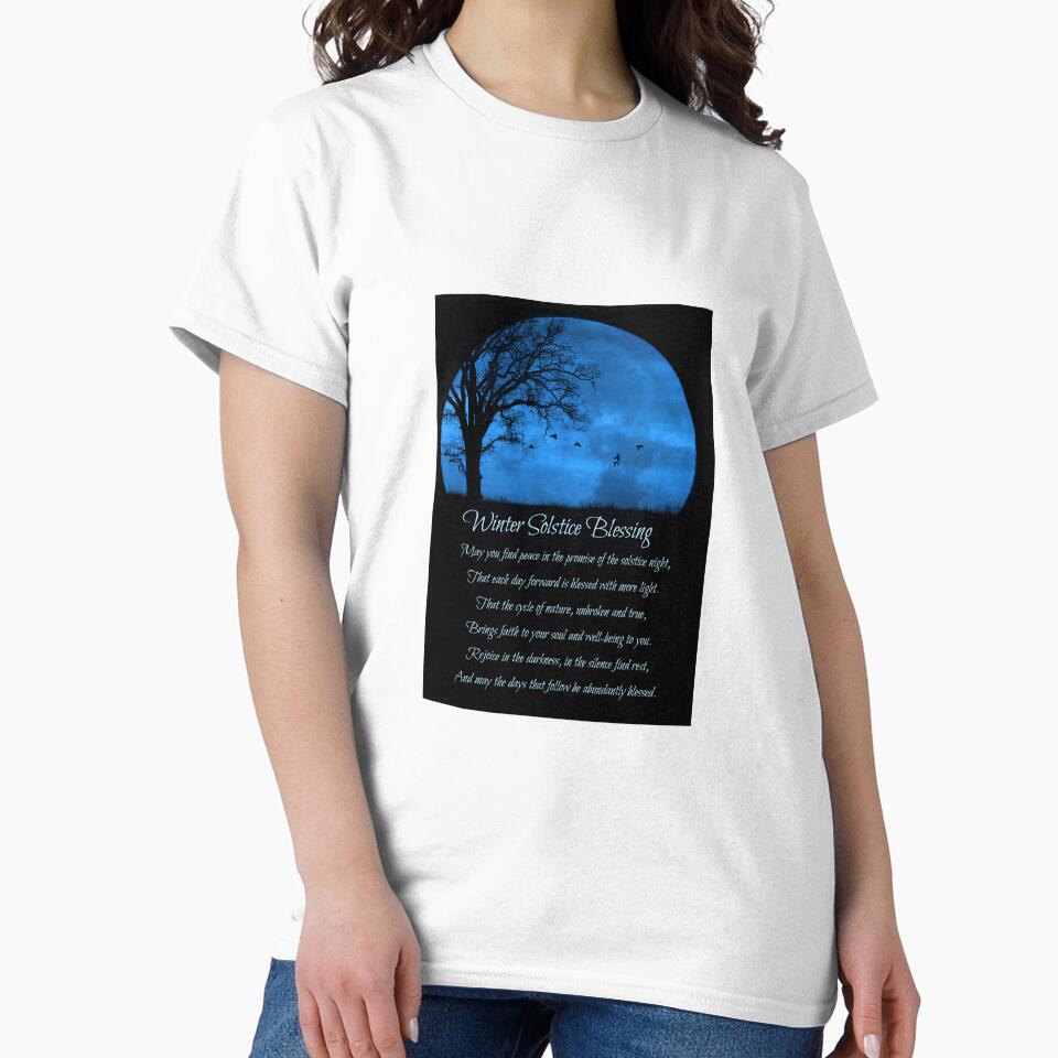 Winter Solstice Blessing Poem with Oak Tree Moon and Birds Spiritual by Stephanie Laird