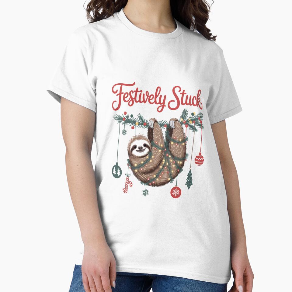 Festively Stuck – Cute Sloth in Christmas Lights by ArtByYunus