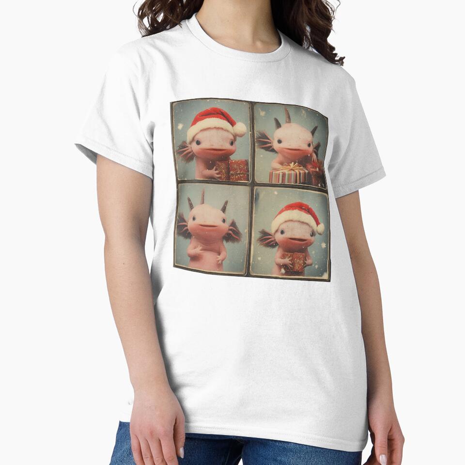 Festive Axolotl in Santa Hat – Cute & Funny Christmas Amphibian Photobooth by RockFireMerch