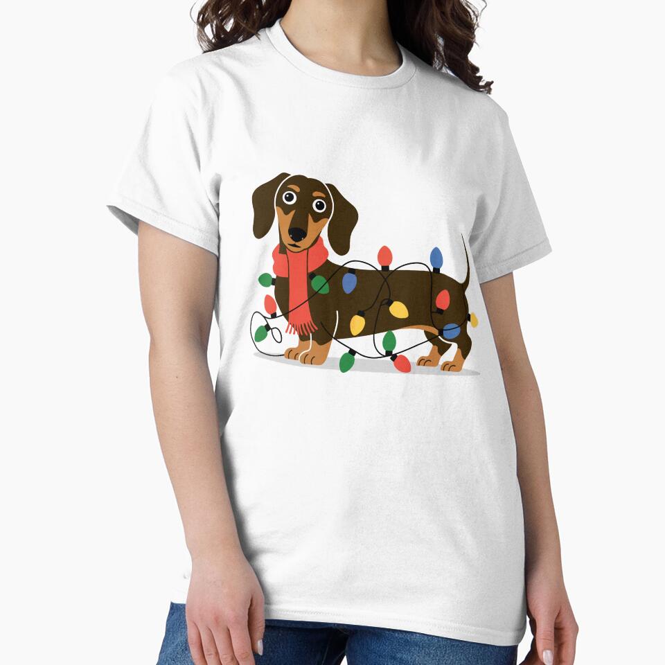 dachshund in Christmas lights by jkrphoto