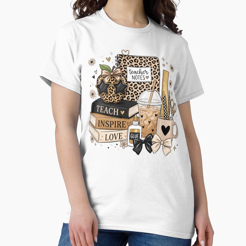 Teach Inspire Love | Cute Leopard Teacher Coffee School Supplies Design by Uniquememorable