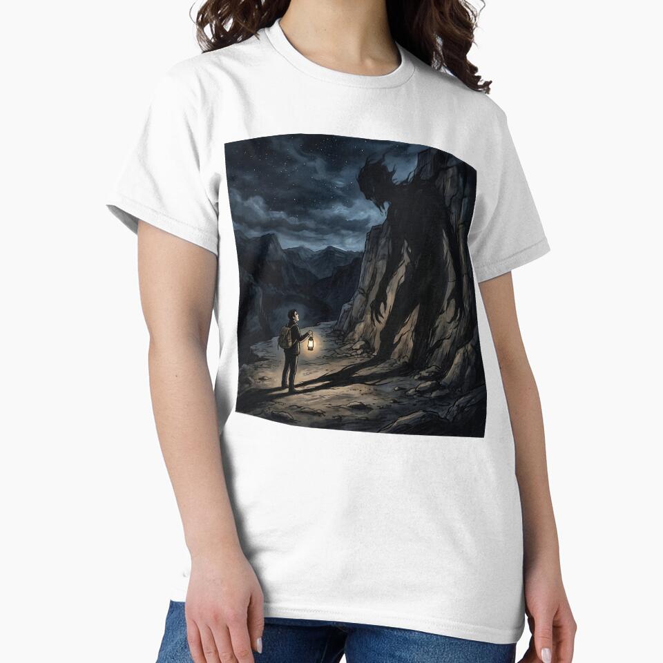 Traveler Facing Shadow Monster Mountain Trail Darkness by Michaelragheb