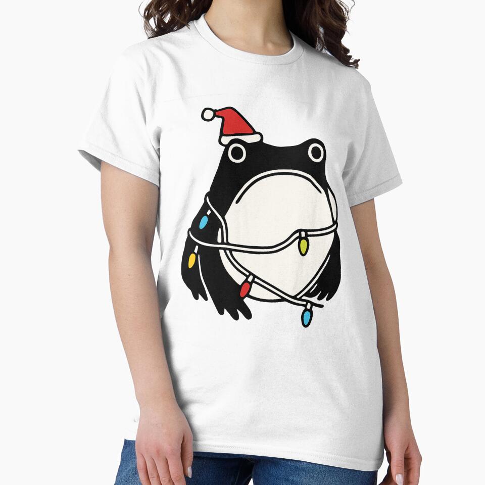 Funny Christmas Frog Tangled in Lights Santa Hat Minimalist by haitrieuic96