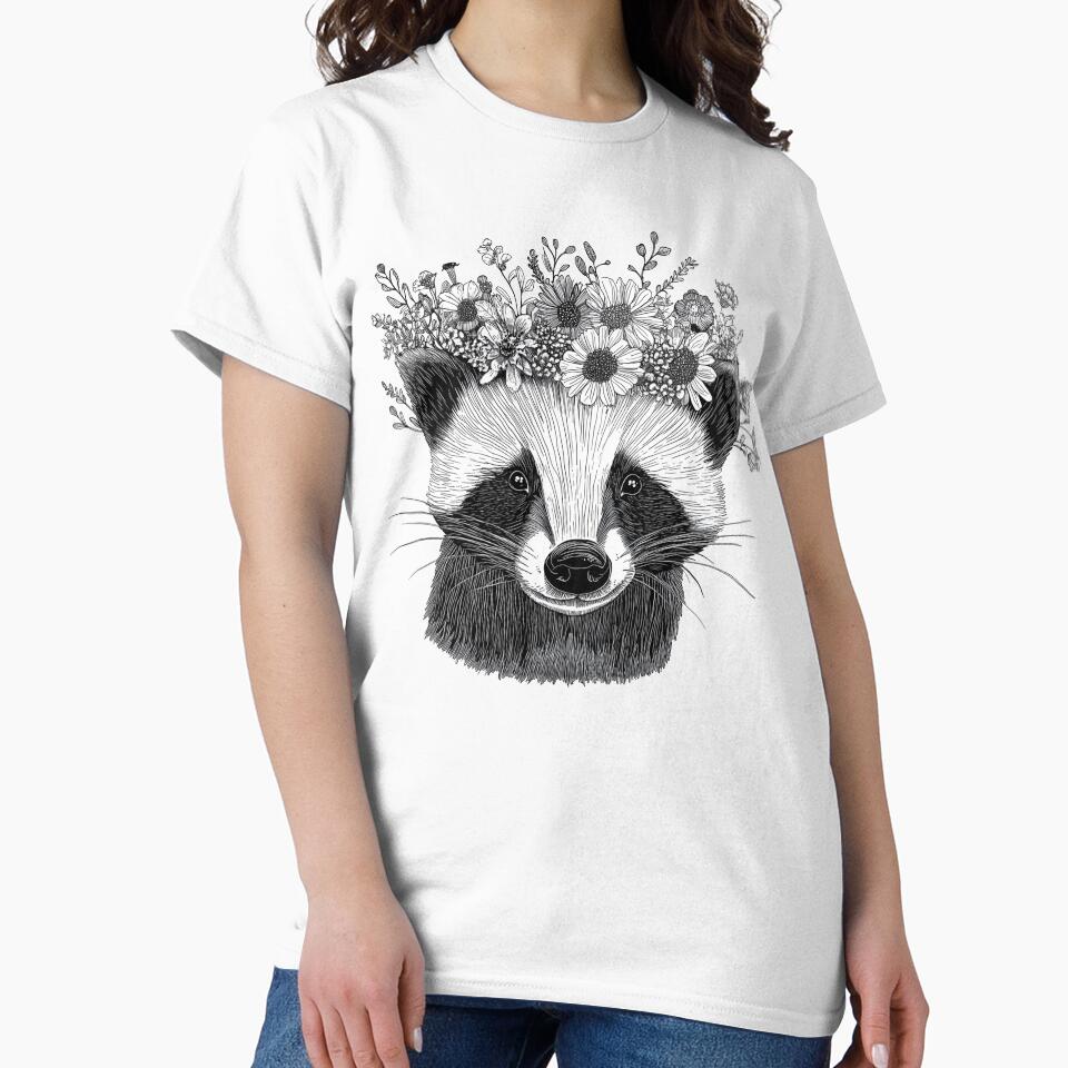 Badger Wearing Flower Crown by mirror circus