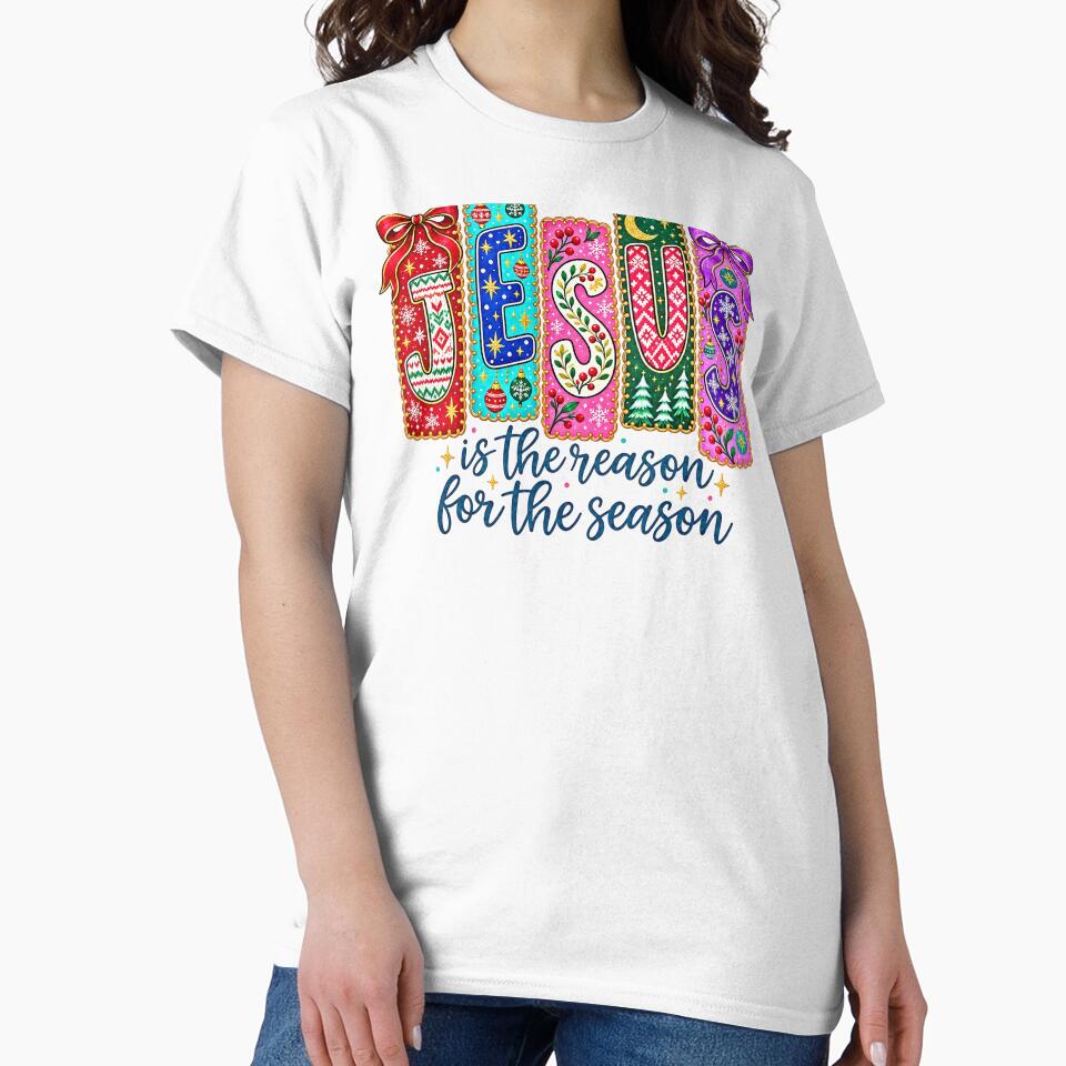 Jesus Is The Reason For The Season Colorful Christmas Graphic by Derekquie