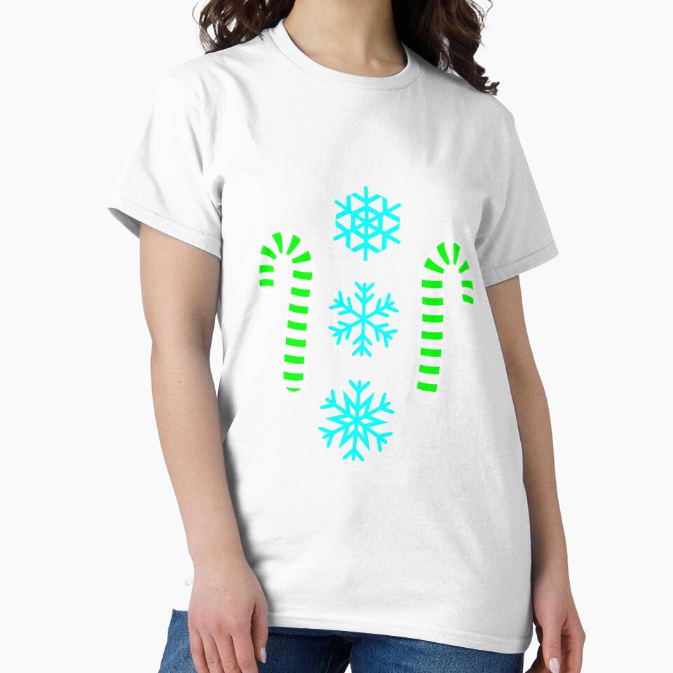 Green Candy Canes & Turquoise Snowflakes Pattern by rainestore